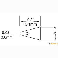 Metcal UFTC-7CH06. Паяльное жало для MX-UF клиновидное 0.6 × 5 мм