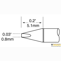 Metcal UFTC-7CH08. Паяльное жало для MX-UF клиновидное 0.8 × 5 мм