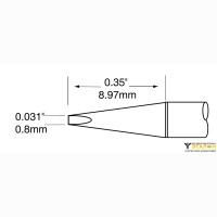 Metcal UFTC-6CHL08. Паяльное жало для MX-UF клин удлиненный 0.8 × 9 мм