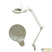 ELK 8606A (3 диоптрии). Лупа настольная на струбцине X3 с кольцевой люминесцентной подсветкой