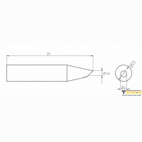 Weller RTUS 020 B MS (T0050112799). Жало паяльное 2,0 мм коническое со скосом активного типа