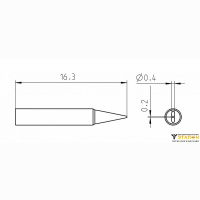 Weller RTPS 004 S MS (T0050111399). Жало паяльное 0,4 мм клиновидное активного типа