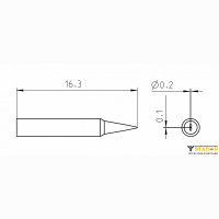 Weller RTPS 002 S NW MS (T0050111299). Жало паяльное 0,2 мм несмачиваемое клиновидное активного типа