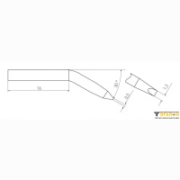 Weller RTMS 013 S X MS (T0050108899). Жало паяльное 1,3 мм клиновидное изогнутое активного типа