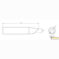 Weller RTU 035 B MS (T0050105699). Жало паяльное 3,5 мм коническое со скосом активного типа