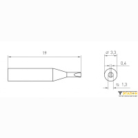 Weller RTM 013 S MS (T0054461699N). Жало паяльное 1,3 мм клиновидное активного типа