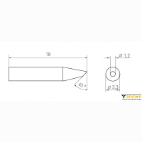 Weller RTM 012 B MS (T0054462099N). Жало паяльное 1,2 мм коническое со скосом активного типа