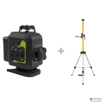 Лазерный уровень RGK PR-4D Green с зеленым лучом + RGK CG-2 - распорная штанга-штатив