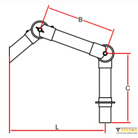 Alsident 75-45-1-5. Дымоприемник 2-секционный белый настольный (без раструба)