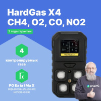 HardGas X4 (CH4, O2, CO, NO2) Газоанализатор портативный многоканальный