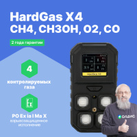 HardGas X4 (CH4, CH3OH, O2, CO) Газоанализатор портативный многоканальный