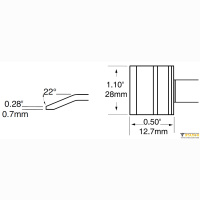 Metcal PTC-7BL1328R (замена PTTC-707). Паяльное жало для CV/MX-PTZ шпатель изогнутый 28 × 12.7 мм