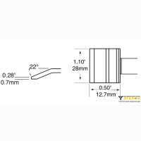 Metcal PTTC-707. Паяльное жало для MX-PTZ (комплект) шпатель изогнутый 28 × 12.7 мм