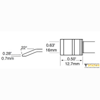 Metcal PTTC-805. Паяльное жало для MX-PTZ (комплект) шпатель изогнутый 16 × 12.7 мм