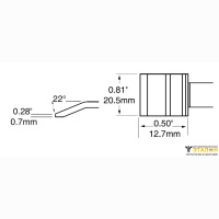 Metcal PTTC-806. Паяльное жало для MX-PTZ (комплект) шпатель изогнутый 20.5 × 12.7 мм