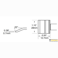 Metcal PTTC-807. Паяльное жало для MX-PTZ (комплект) шпатель изогнутый 28 × 12.7 мм