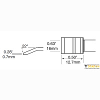 Metcal PTTC-605. Паяльное жало для MX-PTZ (комплект) шпатель изогнутый 16 × 12.7 мм