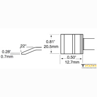 Metcal PTTC-606. Паяльное жало для MX-PTZ (комплект) шпатель изогнутый 20.5 &times; 12.7 мм
