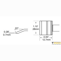 Metcal PTTC-607. Паяльное жало для MX-PTZ (комплект) шпатель изогнутый 28 &times; 12.7 мм