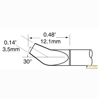 Metcal PTTC-608B. Паяльное жало для MX-PTZ шпатель изогнутый 3.5 &times; 12.1 мм