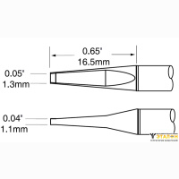 Metcal PTTC-702. Паяльное жало для MX-PTZ (комплект) шпатель узкий 1.3 &times; 16.5 мм