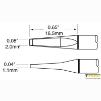 Metcal PTTC-703. Паяльное жало для MX-PTZ (комплект) шпатель узкий 2.0 &times; 16.5 мм