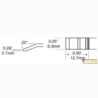Metcal PTTC-704. Паяльное жало для MX-PTZ (комплект) шпатель изогнутый 6.35 &times; 12.7 мм