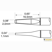 Metcal PTTC-803. Паяльное жало для MX-PTZ (комплект) шпатель узкий 2.0 &times; 16.5 мм
