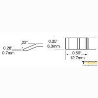 Metcal PTTC-804. Паяльное жало для MX-PTZ (комплект) шпатель изогнутый 6.35 × 12.7 мм