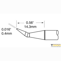 Metcal PTTC-701B. Паяльное жало для MX-PTZ (комплект) конус изогнутый 0.4 &times; 14.3 мм