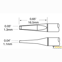 Metcal PTTC-602. Паяльное жало для MX-PTZ (комплект) шпатель узкий 1.3 &times; 16.5 мм