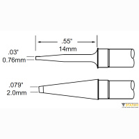Metcal TFP-BLP2. Паяльное жало для MFR-PTZ шпатель 2.0 &times; 14 мм (комплект)