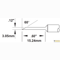 Metcal SMC-6HF6030S (замена SMTC-0170). Паяльное жало для СV/MX миниволна 3.00 &times; 15.24 мм