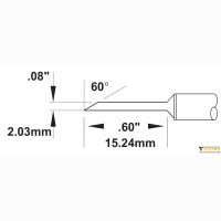 Metcal SMC-7HF6020S (замена SMTC-1169). Паяльное жало для СV/MX миниволна 2.00 × 15.24 мм