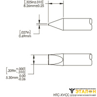 Metcal HCV-8VG0053S (замена HTC-8VC0053S). Паяльное жало для СV/MX-HTD клин с выемкой 5.3 &times; 8.3 мм