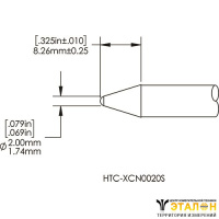 Metcal HCV-8CN0020S (замена HTC-8CH0020S). Паяльное жало для СV/MX-HTD конус 2.0 × 8.3 мм