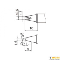 T12-1610 - паяльная сменная композитная головка для станций HAKKO FX-950/FX-951/FX-952/FM-203