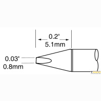 Metcal UFC-7CH5108S. Паяльное жало для CV-UF клин 0.8 × 5.1 мм