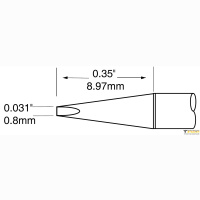 Metcal UFTC-7CHL08. Паяльное жало для MX-UF клин удлиненный 0.8 &times; 9.0 мм