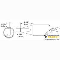 Metcal CVC-5VG0016P. Паяльное жало для СV/MX клин с выемкой 1.6 &times; 6 мм