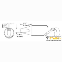 Metcal CVC-5VG0016A. Паяльное жало для СV/MX клин с выемкой 1.6 &times; 6.12 мм