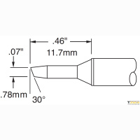 Metcal CVC-7BV3018S (замена STTC-105). Паяльное жало для СV/MX скос 30&deg; 1.78 &times; 11.7 мм
