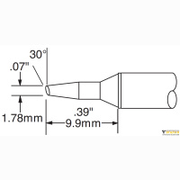 Metcal CVC-6BV6018S (замена STTC-035). Паяльное жало для СV/MX скос 30&deg; 1.78 &times; 9.9 мм