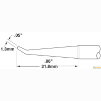 Metcal STTC-041. Паяльное жало для MX конус изогнутый 30&deg; удлиненный 1.3 &times; 21.8 мм