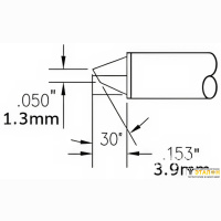 Metcal CVC-9BV3018P (замена STTC-815). Паяльное жало для СV/MX скос 30&deg; 1.27 мм