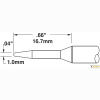 Metcal STTC-007. Паяльное жало для MX конус удлиненный 1.0 &times; 16.7 мм