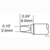 Metcal CVC-8CH0025P (замена STTC-836PV1). Паяльное жало для СV/MX клин 2.5 × 6.0 мм