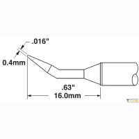 Metcal CVC-5CN1604R (замена STTC-540). Паяльное жало для СV/MX конус изогнутый 30&deg; 0.4 &times; 16 мм