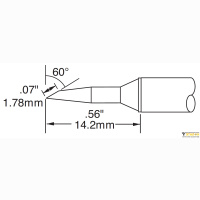 Metcal STTC-847. Паяльное жало для MX скос 60° удлиненный 1.78 × 14.2 мм