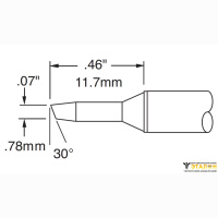 Metcal STTC-005. Паяльное жало для MX скос 30° 1.78 × 11.7 мм